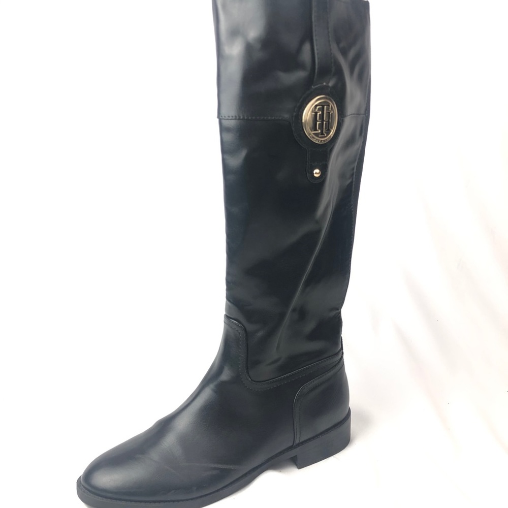 👢Tommy Hilfiger knee high black leather boots